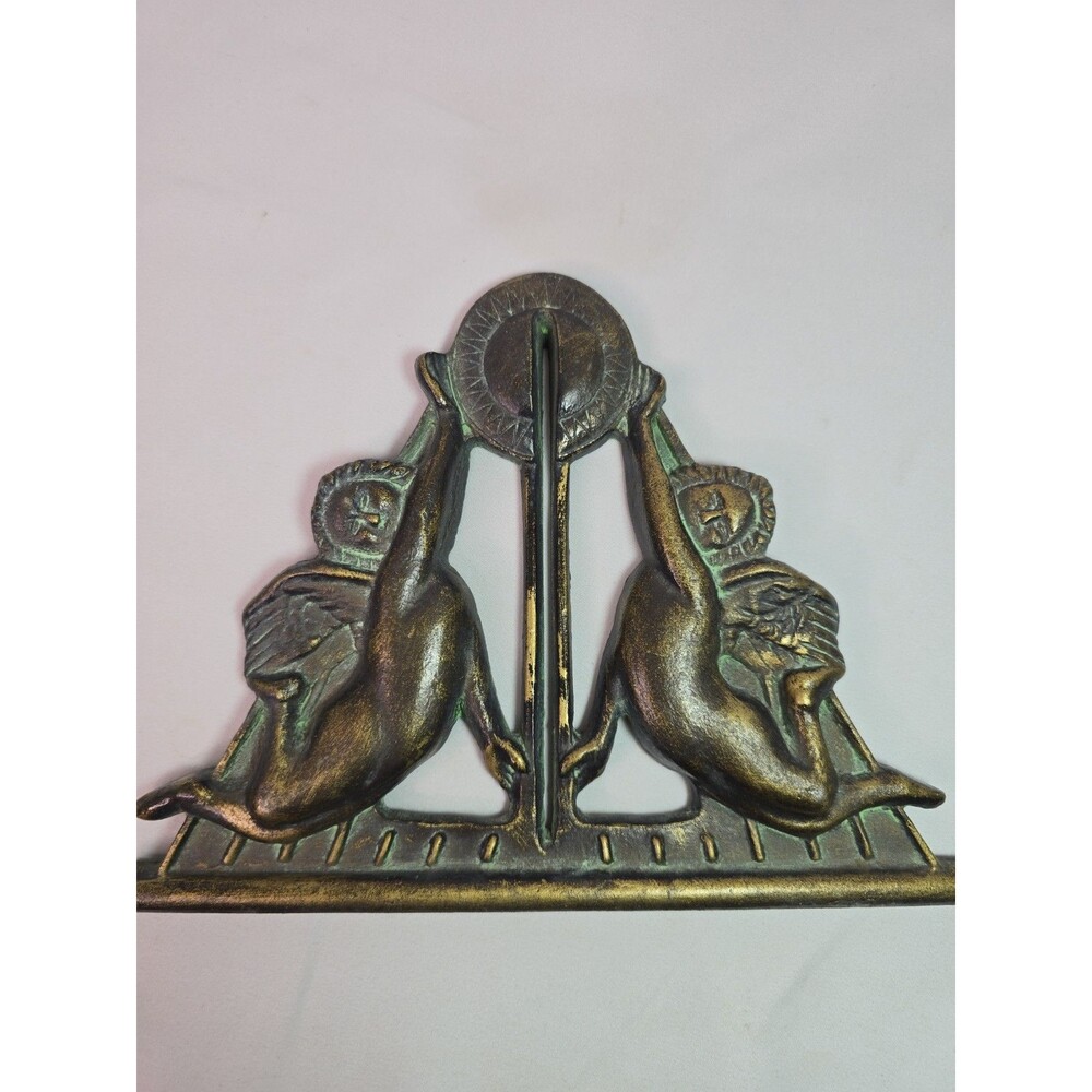 Brass Alloy, 2 ANGELS holding Up The SUN,PART OF A WEATHERVANE? Art Deco Cherubs